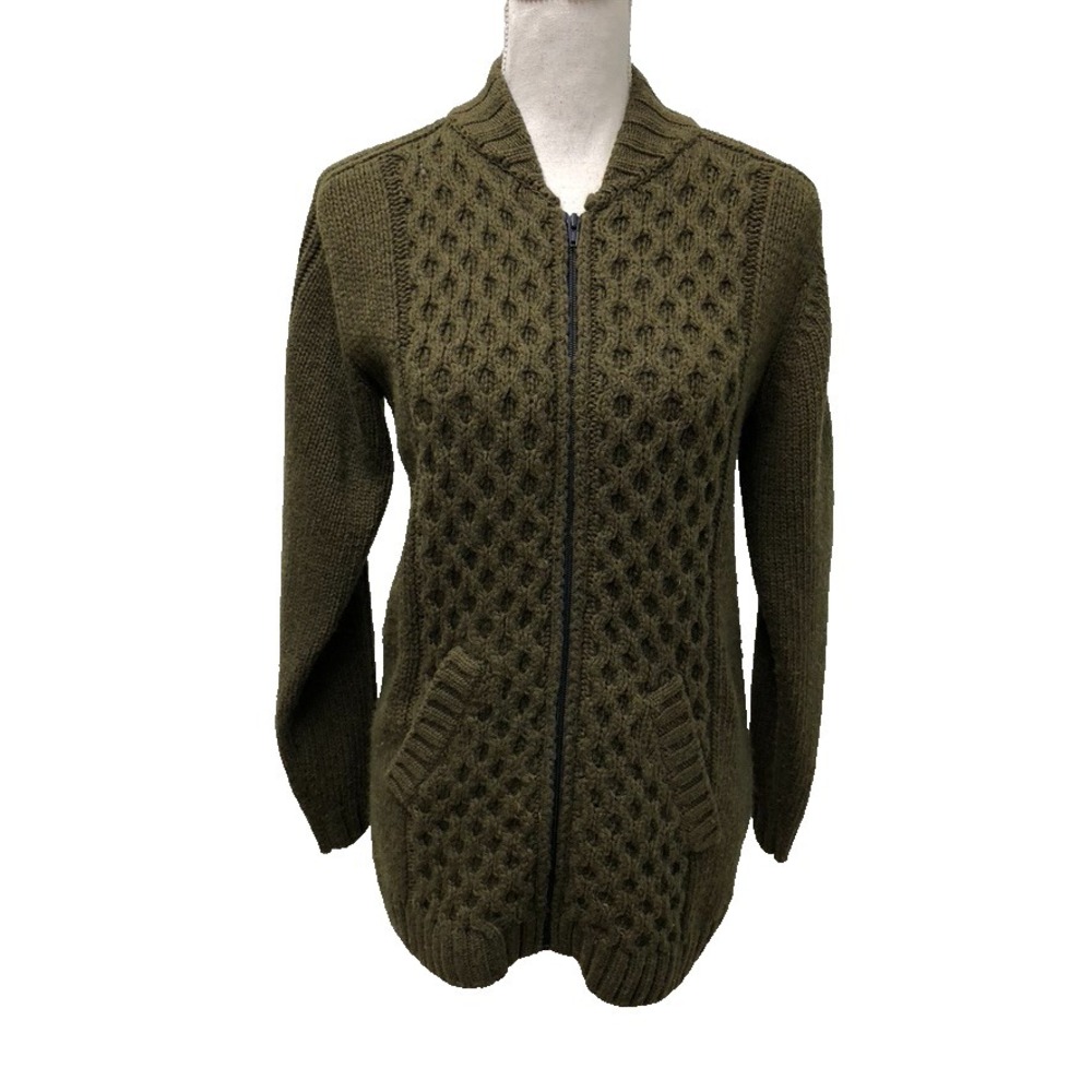 Sakayori Cardigan Sweater Jumper Womens 40 US 10 Green Preppy Academia Zip